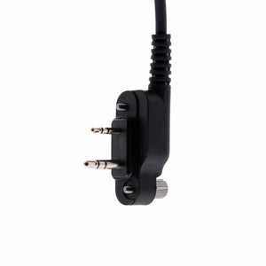 Rugged Radios GMR5-X RCA PTT adapter shown with a handlebar push to talk button connected