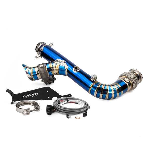 Lightweight titanium 3-inch RPM E-Valve exhaust for Can-Am X3 adds horsepower and sport tone with push-button valve control.