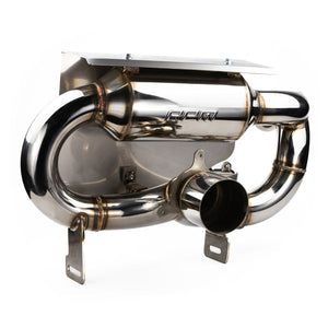 RPM stainless E-Valve sport muffler for 2017–2025 Can-Am X3 Turbo, R & RR with switchable sound and OEM fitment.