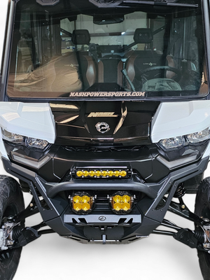 2016+ Can-Am Defender Volt Front Winch Bumper with hidden winch mount, D-ring, and light configuration options