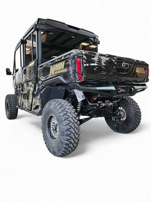 2016+ Can-Am Defender Volt Rear Bumper with slim fit, tailgate compatibility, and hammer black powder coat finish