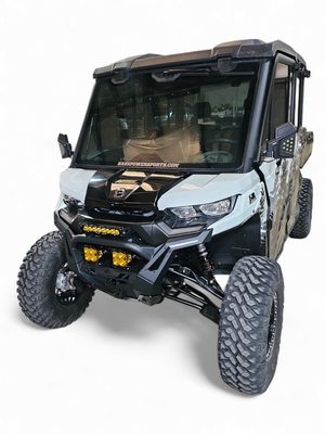 2016+ Can-Am Defender Volt Front Winch Bumper with hidden winch mount, D-ring, and light configuration options