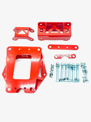 LM UTV Can-Am Maverick X3 Front Gusset Kit installed, rear chassis view