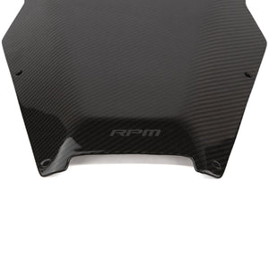 Carbon fiber engine access panel for Maverick R with precision fit, heat protection, and included mounting hardware