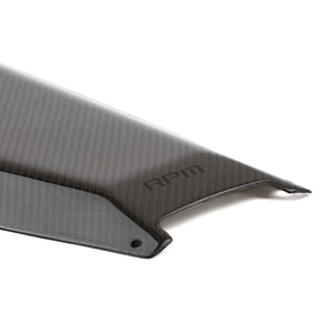 Carbon fiber engine access panel for Maverick R with precision fit, heat protection, and included mounting hardware