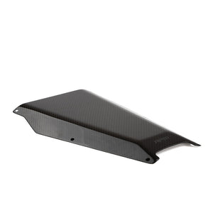 Carbon fiber engine access panel for Maverick R with precision fit, heat protection, and included mounting hardware