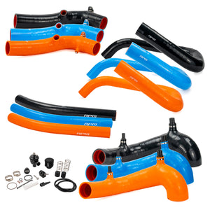 RPM CFMoto Z10 silicone intake and charge tube kit in black with RPM mechanical BOV, full kit layout