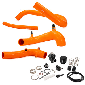 Orange CFMoto Z10 charge tube kit from RPM shown with the billet mechanical blow off valve