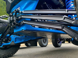 LM UTV high clearance radius rod kit installed on a 72-inch Can-Am Maverick X3 rear end