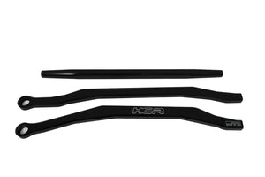 Black anodized HCR 72-inch high clearance billet radius rod set for Can-Am X3, designed for strength and rugged off-road performance