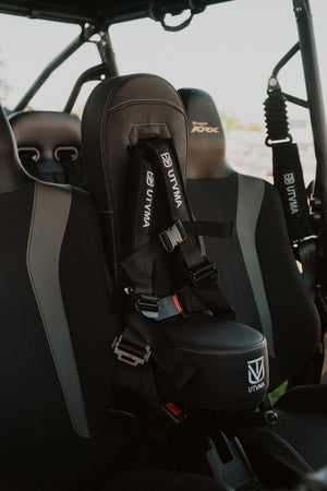 Kawasaki KRX 4 front bump seat for 2023+ UTV, UTV Mountain Accessories, close-up view of the seat cushion and mounting area.