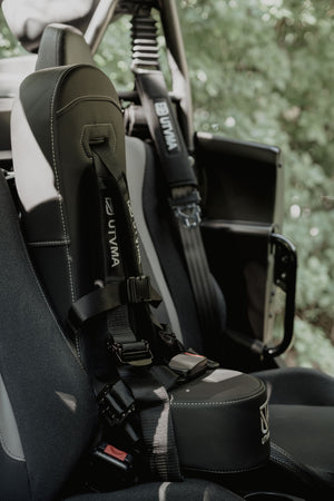 Kawasaki KRX 4 rear bump seat for 2023+ UTV, made by UTV Mountain Accessories, shown on a Kawasaki KRX side-by-side.