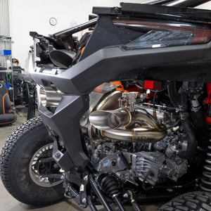CFMoto ZForce Z10 rear end with the RPM chambered exhaust installed