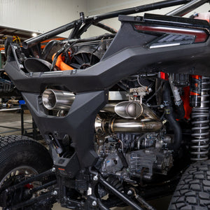 CFMoto Z10 rear quarter view with the RPM 3 inch Dual Sport system
