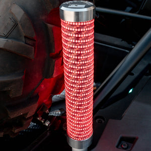 5150 Hyper NiteStik fat whip (whip only), lit red on a UTV cage by rear tire