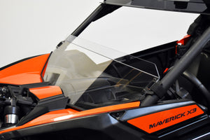 Can-Am Maverick X3 Hard-Coated Clear Half Windshield with Quick Straps and Deflector Lip