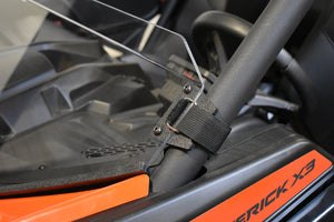 Can-Am Maverick X3 Hard-Coated Clear Half Windshield with Quick Straps and Deflector Lip