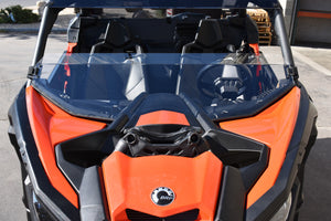 Can-Am Maverick X3 Hard-Coated Clear Half Windshield with Quick Straps and Deflector Lip