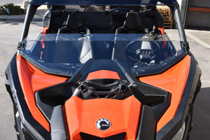 Can-Am Maverick X3 Hard-Coated Clear Half Windshield with Quick Straps and Deflector Lip