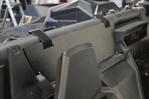 Tinted rear polycarbonate window for Can-Am Maverick X3 with lower panel and quick straps