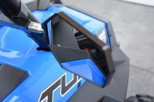 Moto Armor Billet Convex Mirrors with breakaway design, wide-view glass, and clamps fitting 1.75" to 2" round tubing on UTV roll cages.