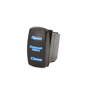 Direct replacement open/close toggle switch for RPM E-Valve exhaust systems, available in blue or orange with plug-and-play install.