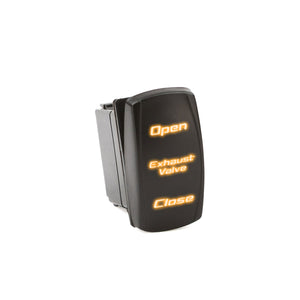 Direct replacement open/close toggle switch for RPM E-Valve exhaust systems, available in blue or orange with plug-and-play install.