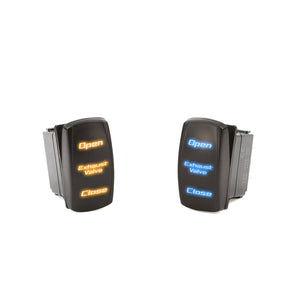Direct replacement open/close toggle switch for RPM E-Valve exhaust systems, available in blue or orange with plug-and-play install.