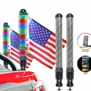 D2D Fat Boy LED Whips – Bluetooth & Remote Control - Dunes 2 Dezert SXS