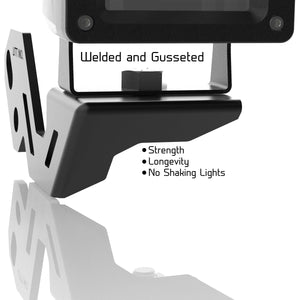 Gusseted Light Pod Mounts Brackets for Polaris RZR A Pillar - Dunes 2 Dezert SXS