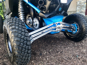 LM UTV Can-Am Maverick X3 high clearance radius rod kit laid out, complete six-rod set
