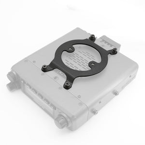 Rugged Radios G4 AMPS mounting bracket in black powder coated stainless steel with mounting hardware