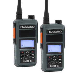 Rugged Radios GMR5-X waterproof 5W GMRS handheld radio 2 pack in Grey