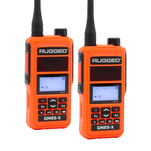Rugged Radios GMR5-X waterproof 5W GMRS handheld radio 2 pack in Safety Orange