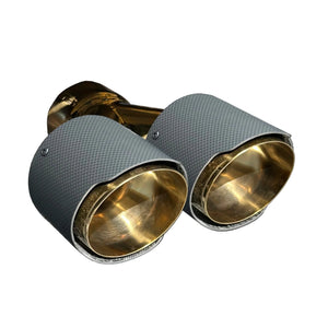 RPM CFMoto Z10 exhaust tip, gold tip with matte carbon sleeve