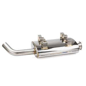 RPM Defender HD11 sport muffler underside showing 304 stainless construction