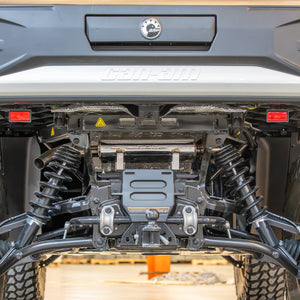 RPM Defender HD11 sport muffler installed, rear exhaust exit view
