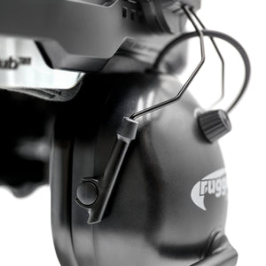 Rugged Radios HRM-210 headset ear cup and microphone boom detail for right or left dress setup