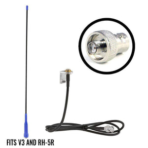 Rugged Radios HS-EXT-ANT-5R external antenna kit fitment chart for V3 and RH5R handheld radios