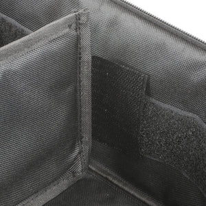 Inside view of a Rugged Radios padded storage bag with interior pocket and removable divider insert