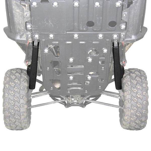 Factory UTV UHMW Trailing Arm Guards mounted on Honda Talon with 3/8" protection for rugged off-road trail and race conditions