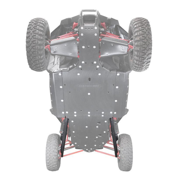 Factory UTV UHMW Trailing Arm Guards mounted on Honda Talon with 3/8" protection for rugged off-road trail and race conditions