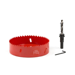 RPM 5 inch hole saw with arbor, drill bit and hex key
