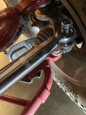 LM UTV Honda Talon 1000X Tie Rods detail showing the heim end and stainless hardware