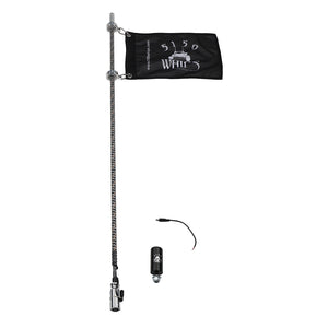 5150 Hyper Color Platinum whip, Hyper Color Platinum whip with black flag and power lead on white background
