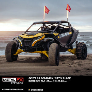 Metal FX Delta 6R Beadlock Satin Black UTV wheel, close-up