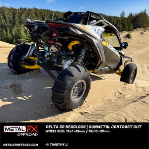 Metal FX Delta 6R Beadlock Gunmetal Contrast Cut UTV wheel, detail view