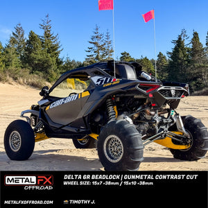Metal FX Delta 6R Beadlock Gunmetal Contrast Cut UTV wheel, additional angle