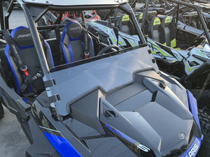 Tinted polycarbonate RZR half windshield with quick straps, fits RZR Turbo S and XP 1000 (2019+ models)