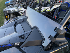 Clear non-coated polycarbonate half windshield with quick straps for Polaris RZR Turbo S and RZR XP 1000